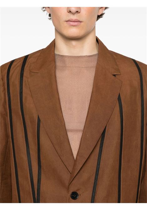 Caramel brown stripe-detail blazer Feng Chen Wang - men FENG CHEN WANG | FENG19JK02BRWN